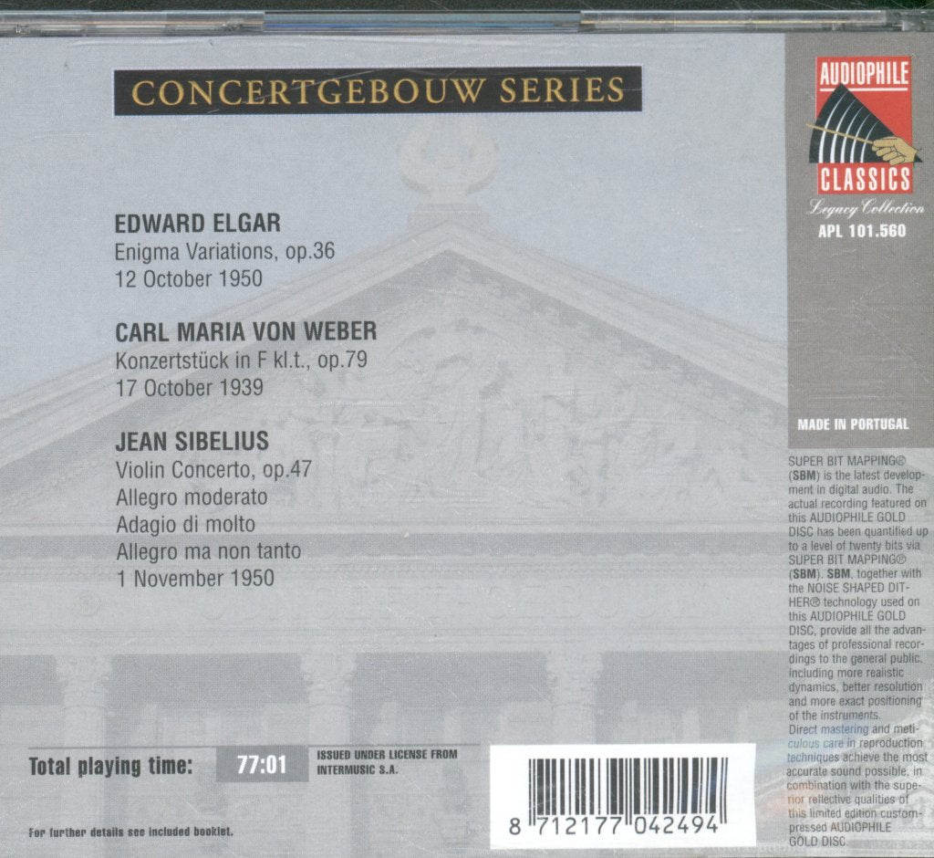 Concertgebouworkest, Pierre Monteux - Elgar / Sibelius - Enigma Variations / Konzertstück / Violin Concerto - Cd