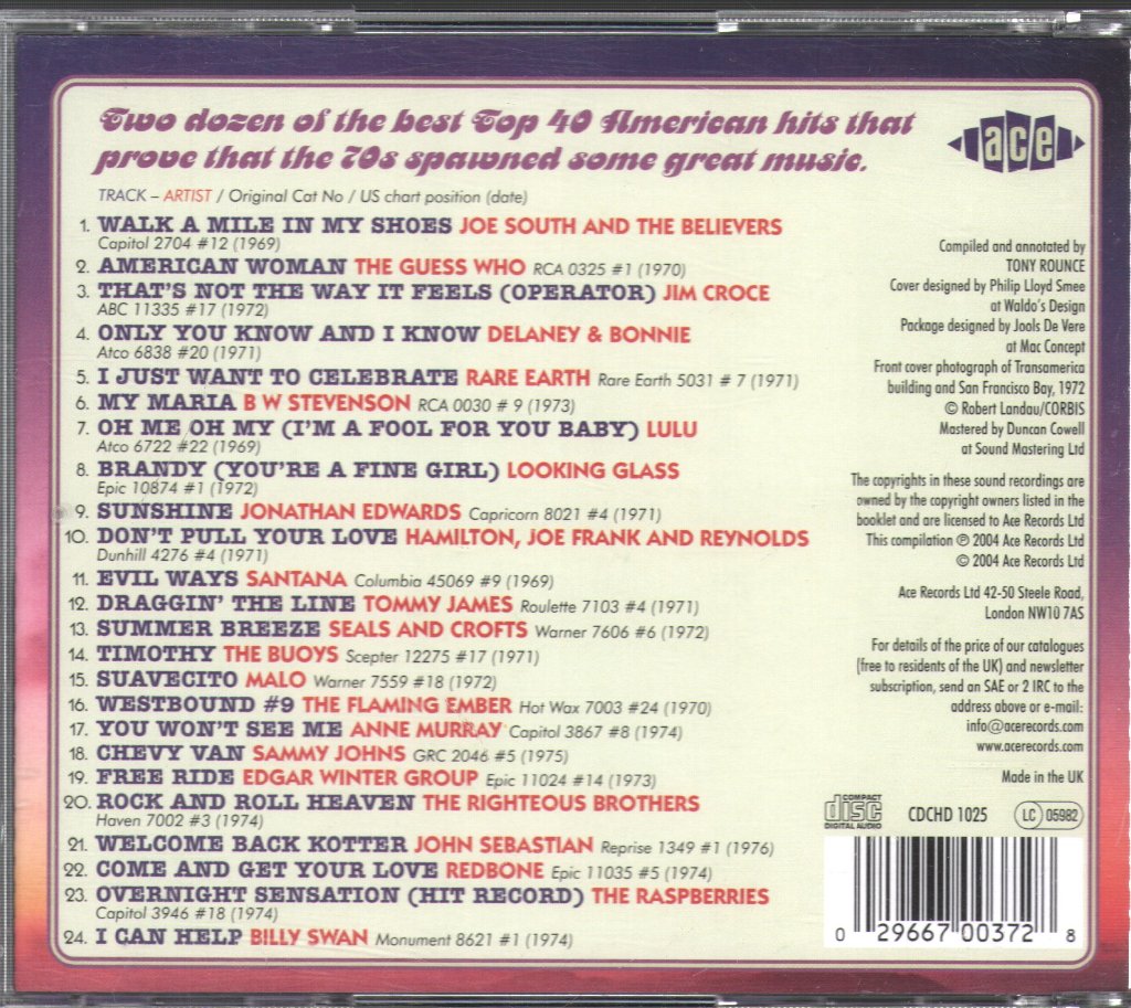 Various Artists - Hit List: 24 Hot 100 American Chartbusters Of The 1970s - Cd
