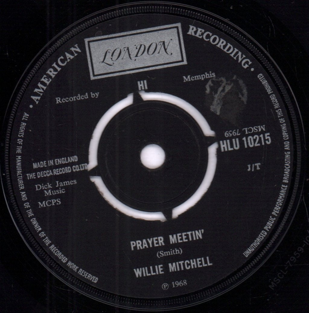 Willie Mitchell - Prayer Meetin' - 7 Inch