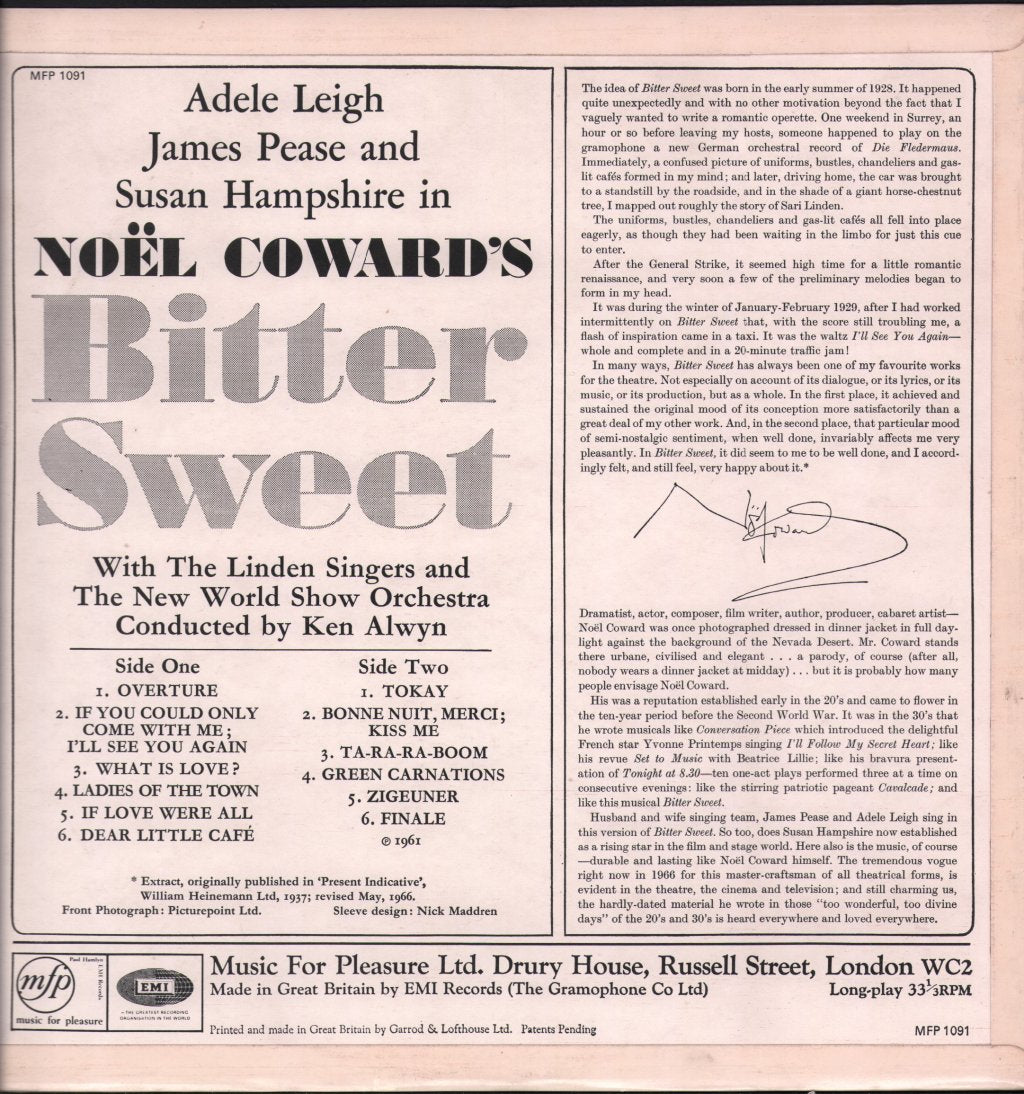 Susan Hampshire / Adele Leigh - Noël Coward's Great Musical Bitter Sweet - Lp