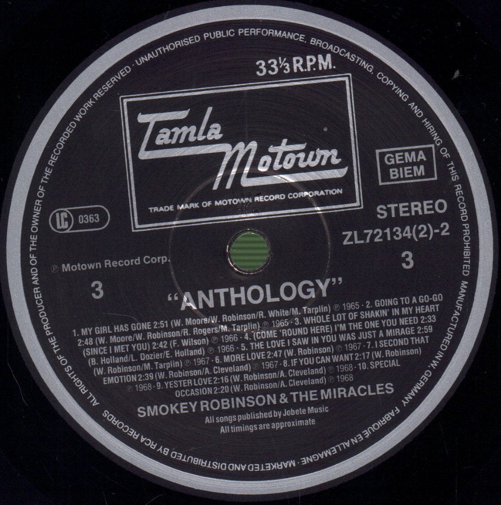 Smokey Robinson And The Miracles - Anthology - Double Lp
