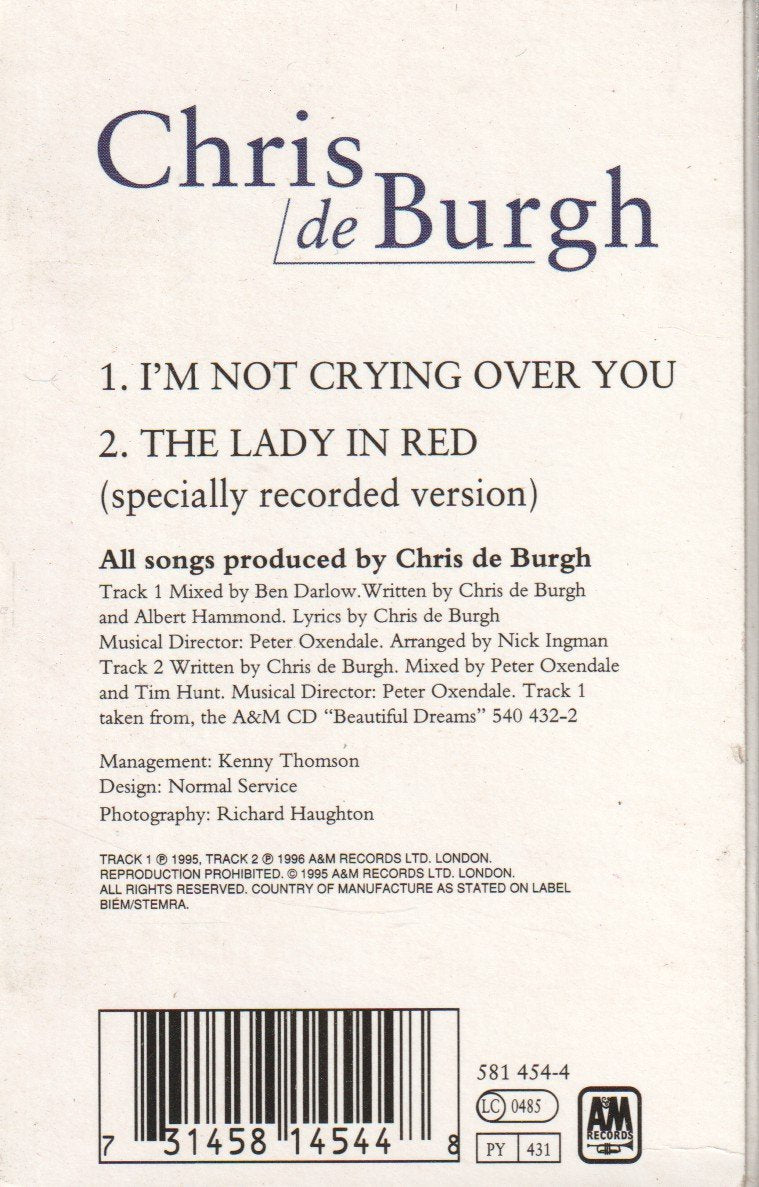 Chris De Burgh - I'm Not Crying Over You - Cassette