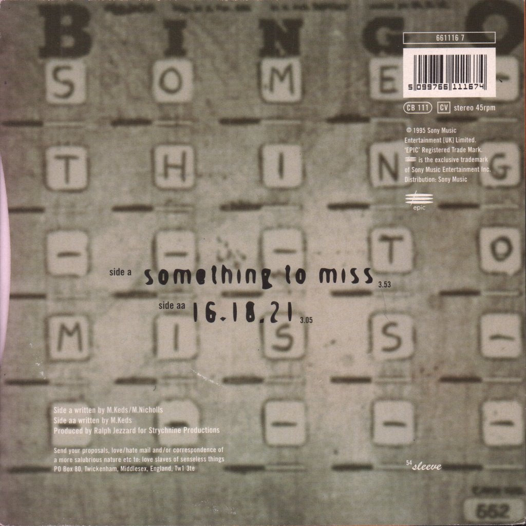 Senseless Things - Something To Miss - 7 Inch