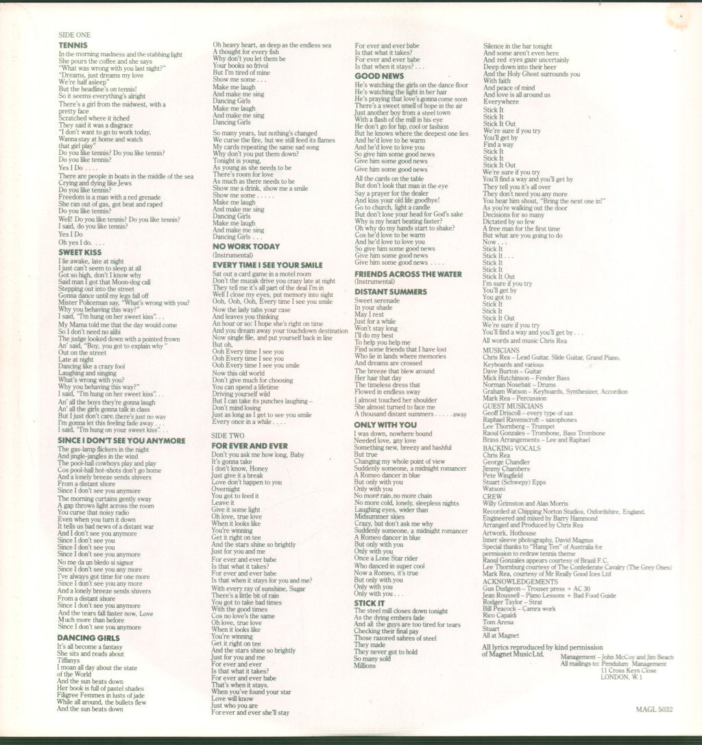 Chris Rea - Tennis - Lp