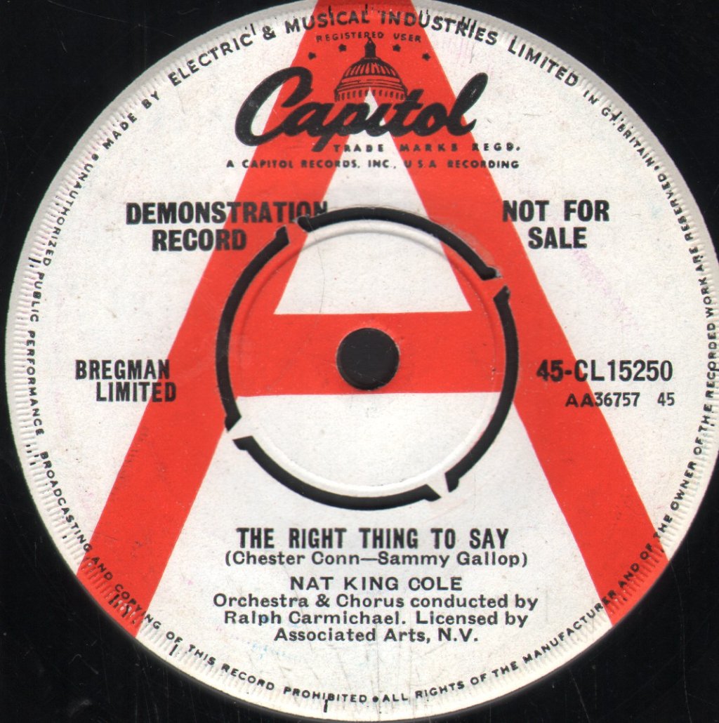 Nat King Cole - Right Thing To Say - 7 Inch