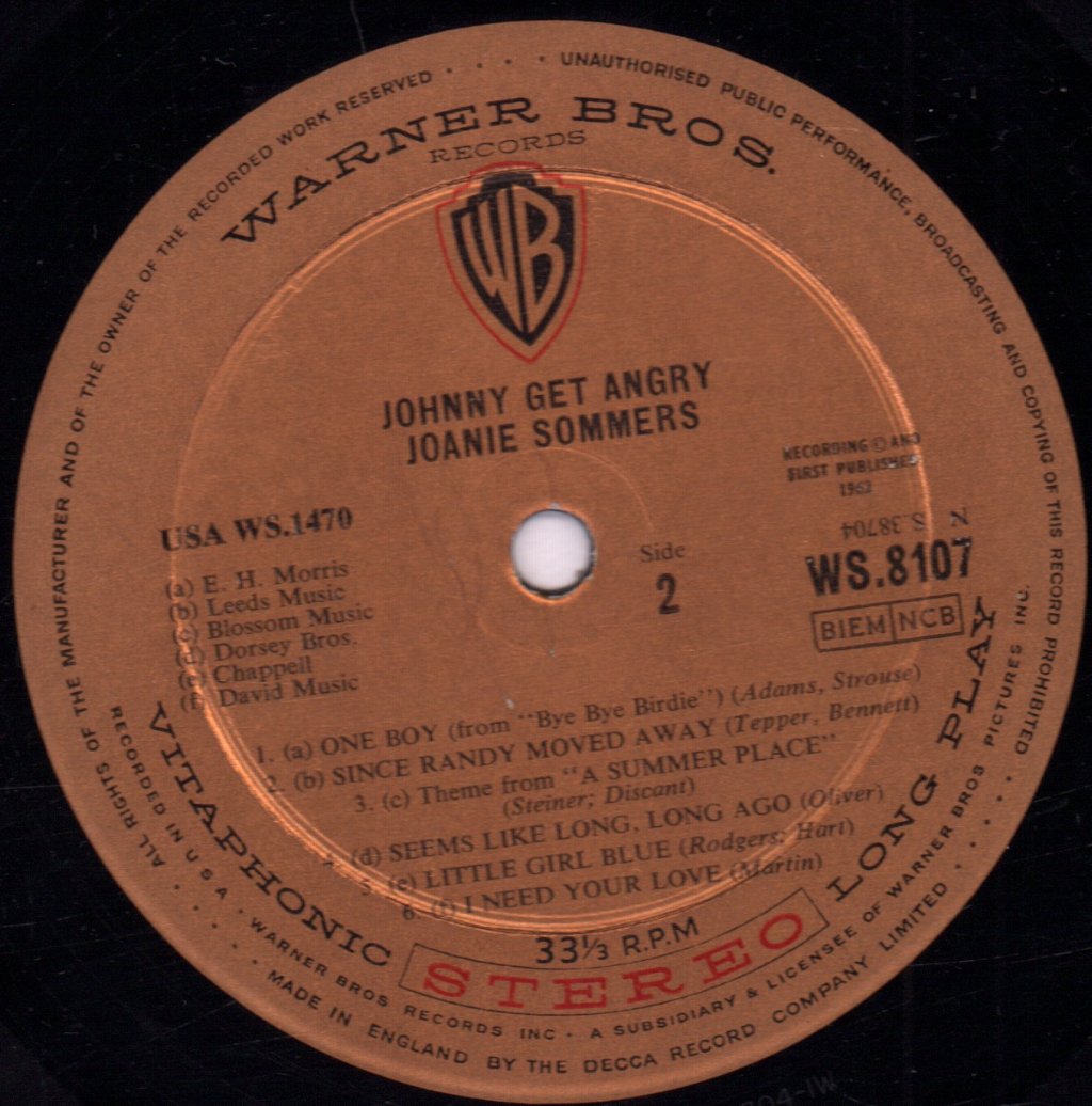 Joanie Sommers - Johnny Get Angry - Double Lp