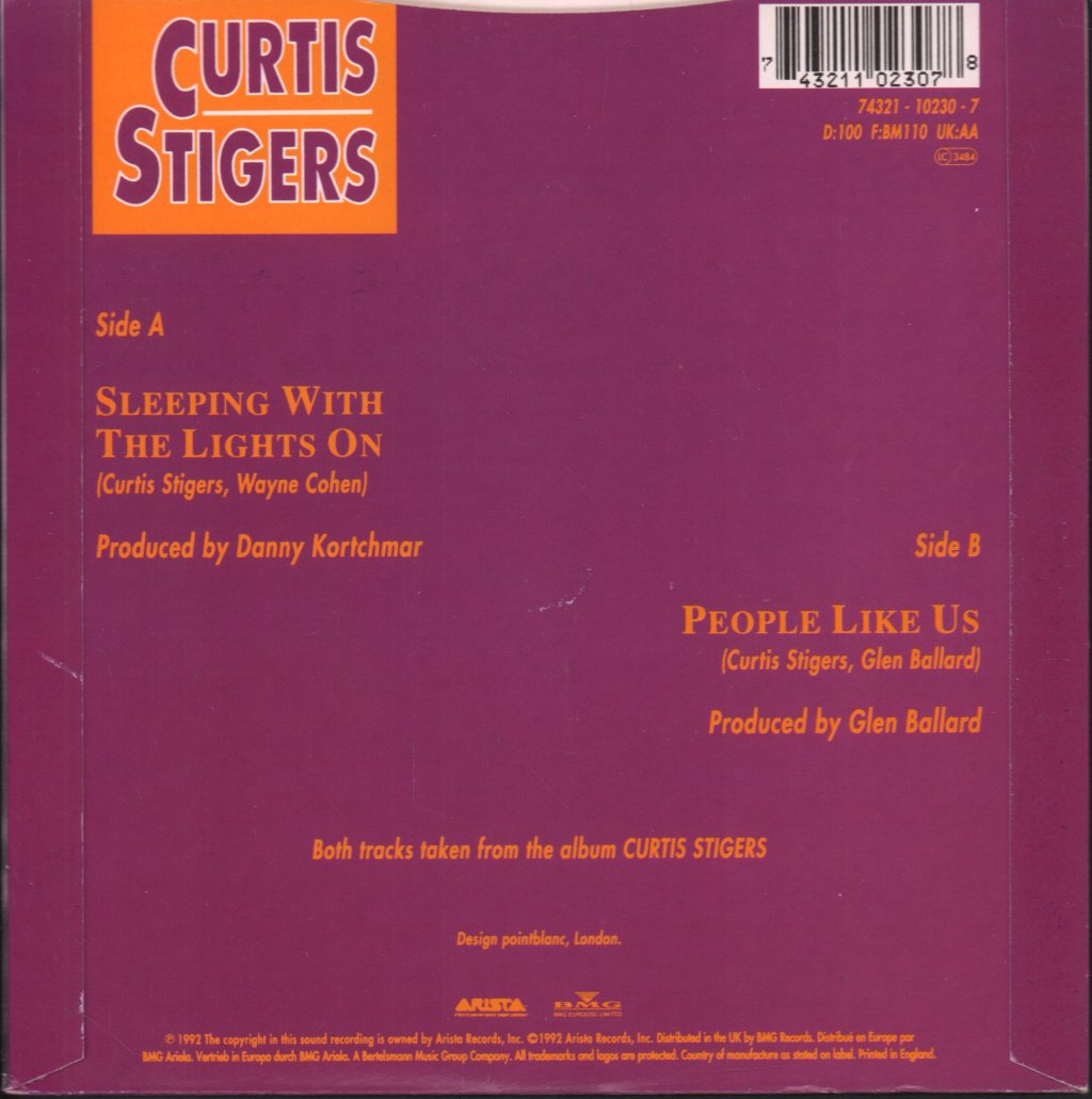 Curtis Stigers - Sleeping With The Lights On - 7 Inch