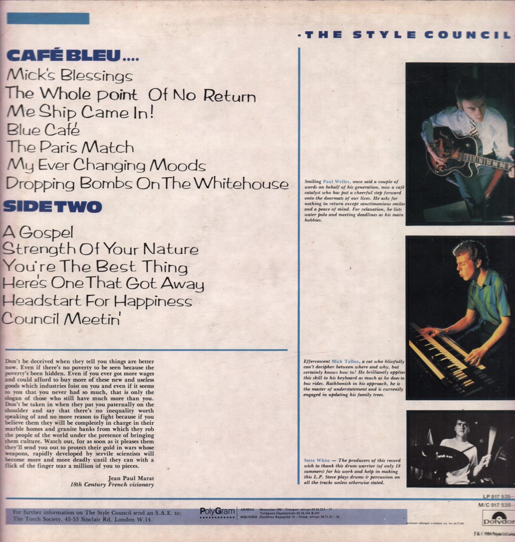 Style Council - Café Bleu - Lp