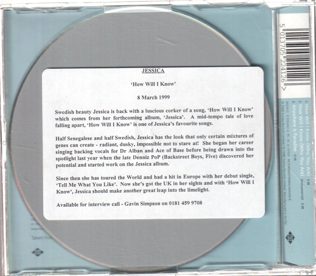 Jessica - How Will I Know (Who You Are) - Cd