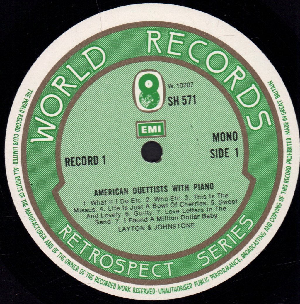 Layton And Johnstone - American Duettists With Piano - Lp