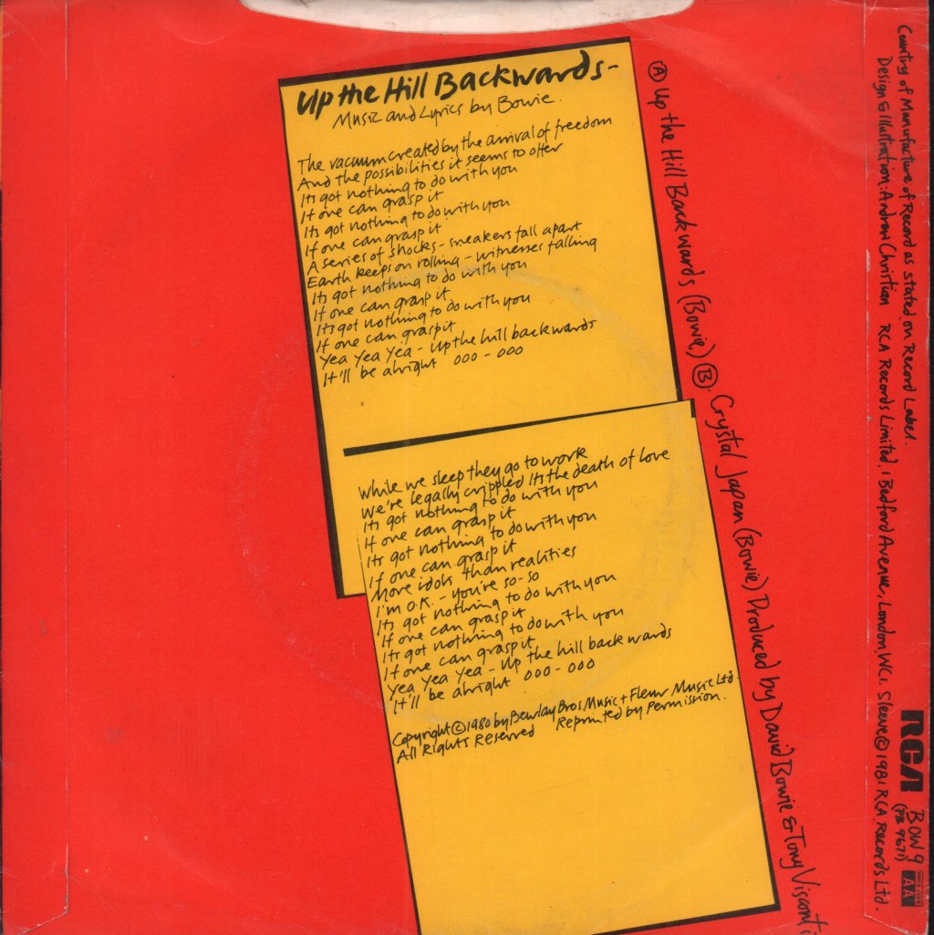 David Bowie - Up The Hill Backwards - 7 Inch