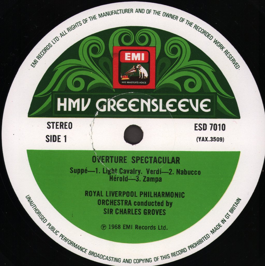 Sir Charles Groves / Royal Liverpool Philharmonic Orchestra - Overture Spectacular! - Lp