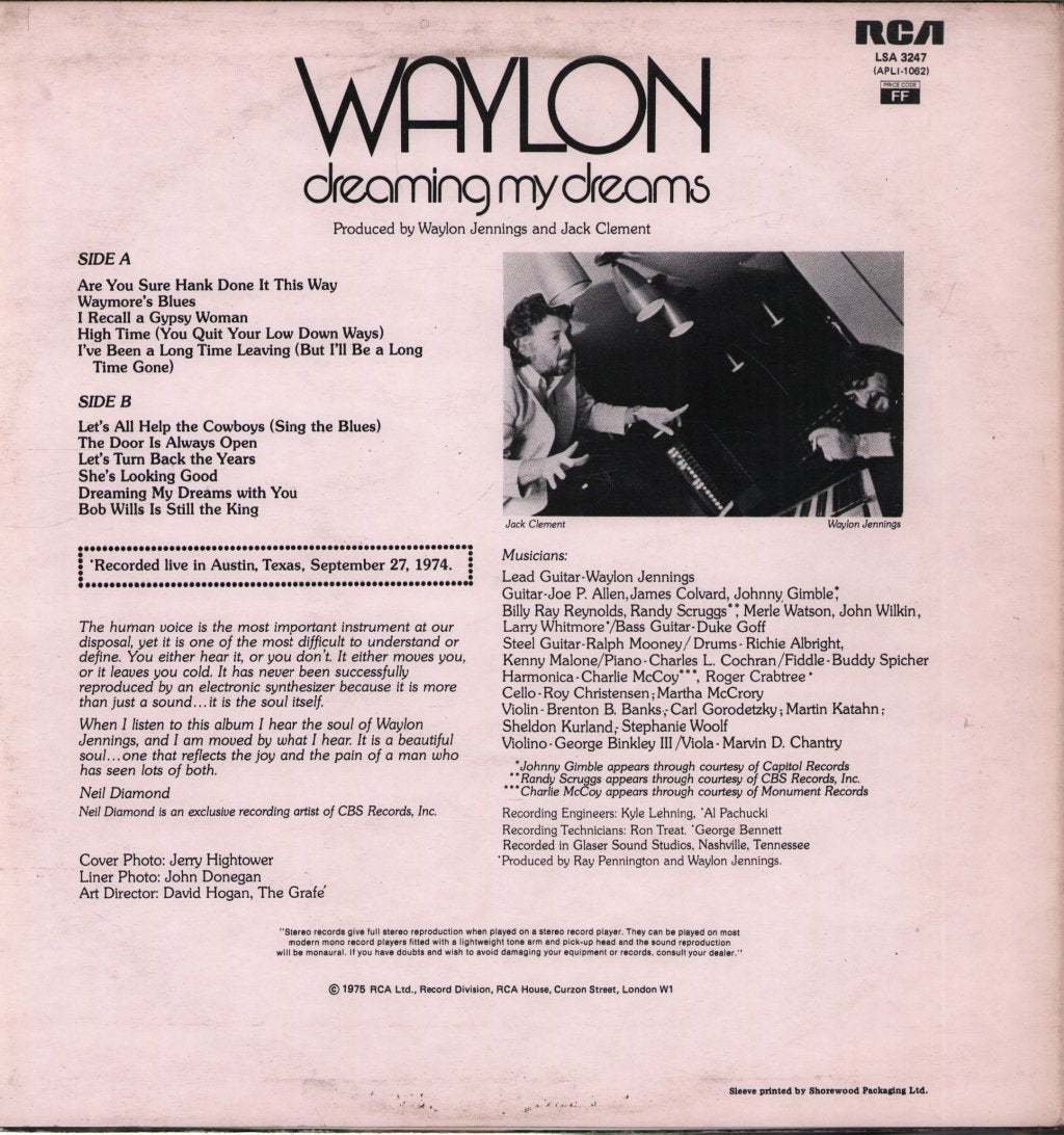 Waylon Jennings - Dreaming My Dreams - Lp