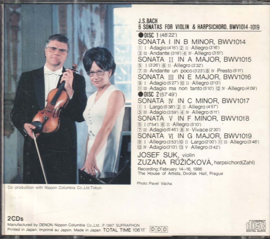 Josef Suk - 6 Sonatas For Violin And Harpsichord - Double Cd
