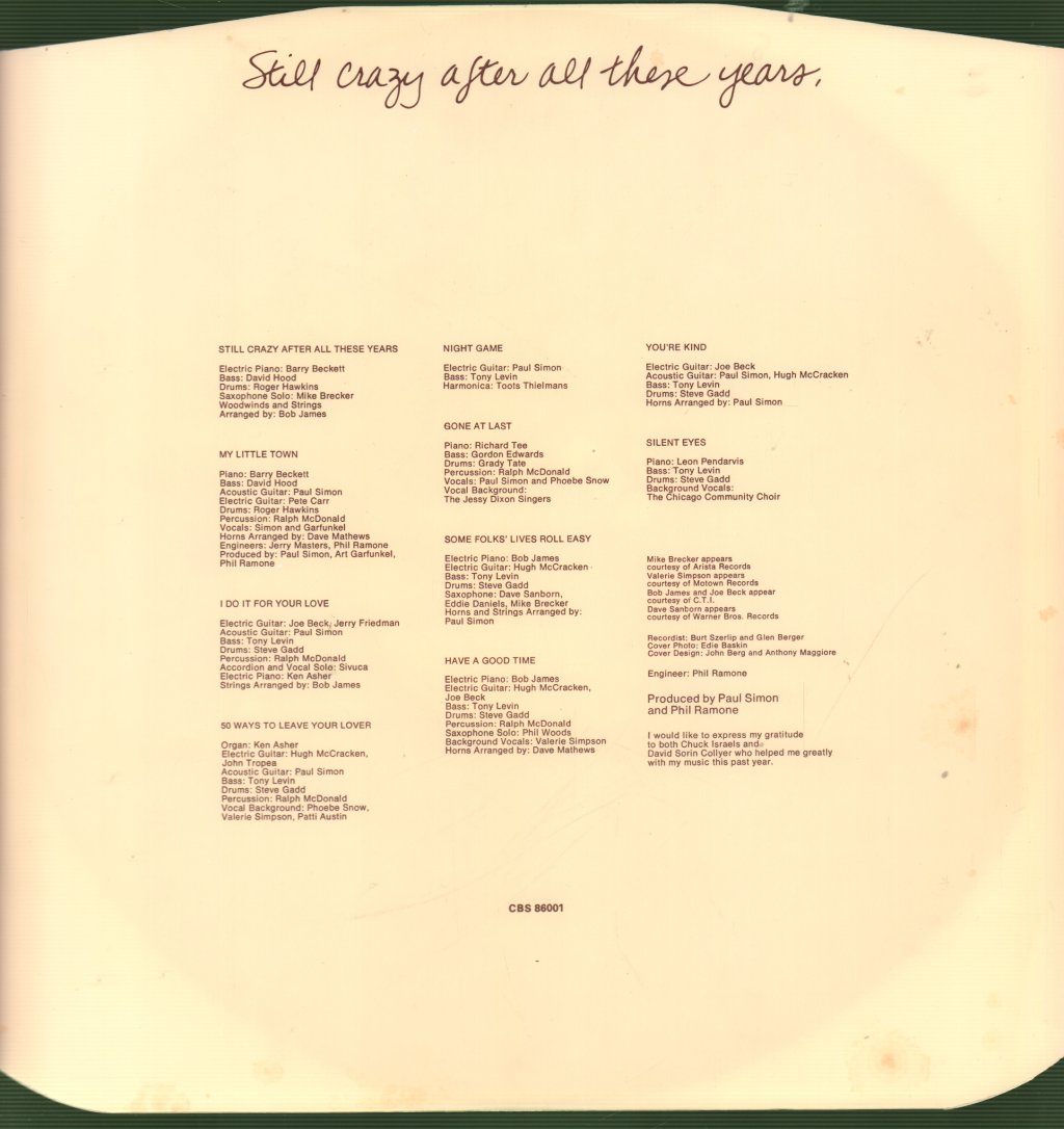 Paul Simon - Still Crazy After All These Years - Lp