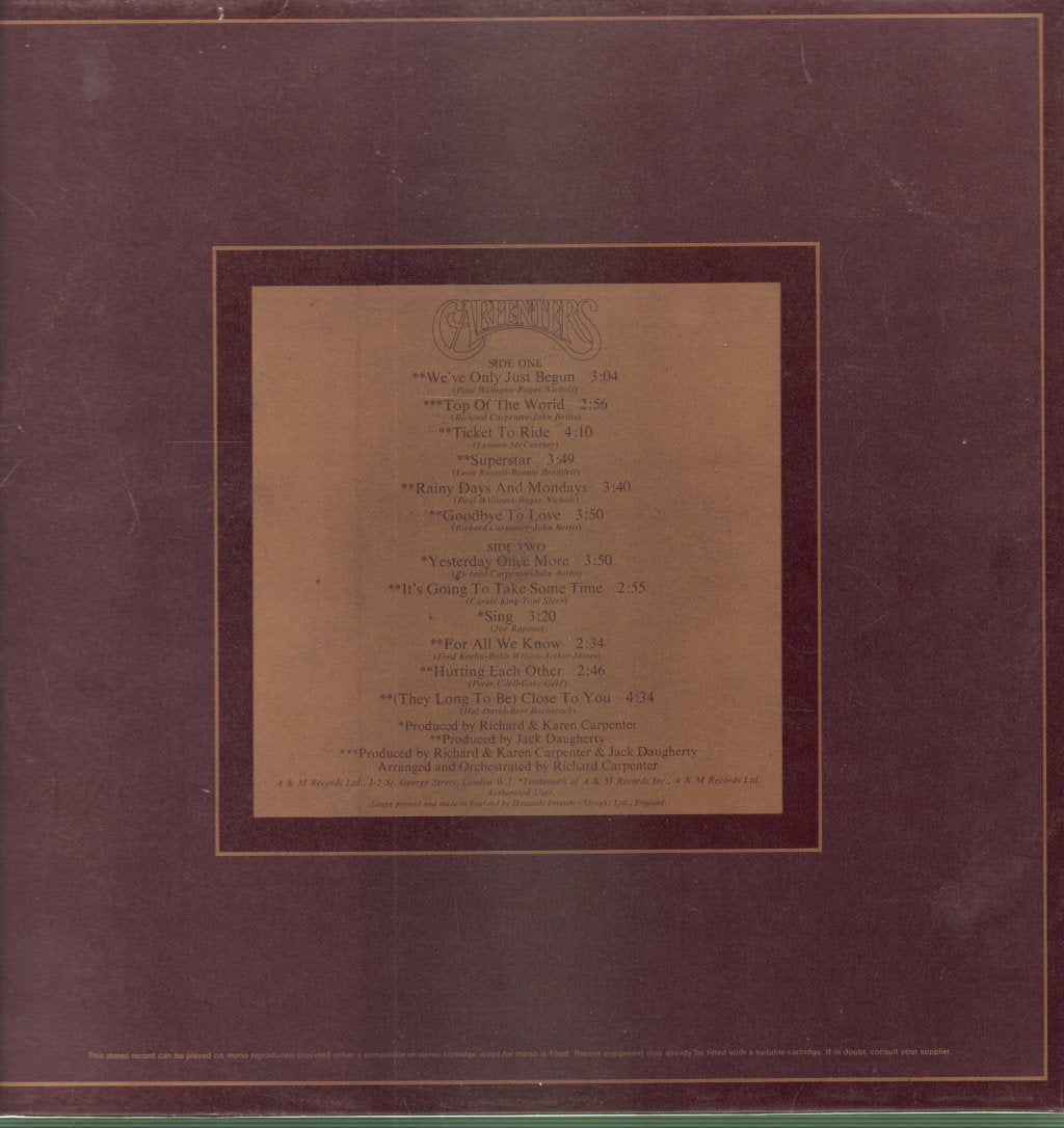 Carpenters - Singles 1969-1973 - Lp
