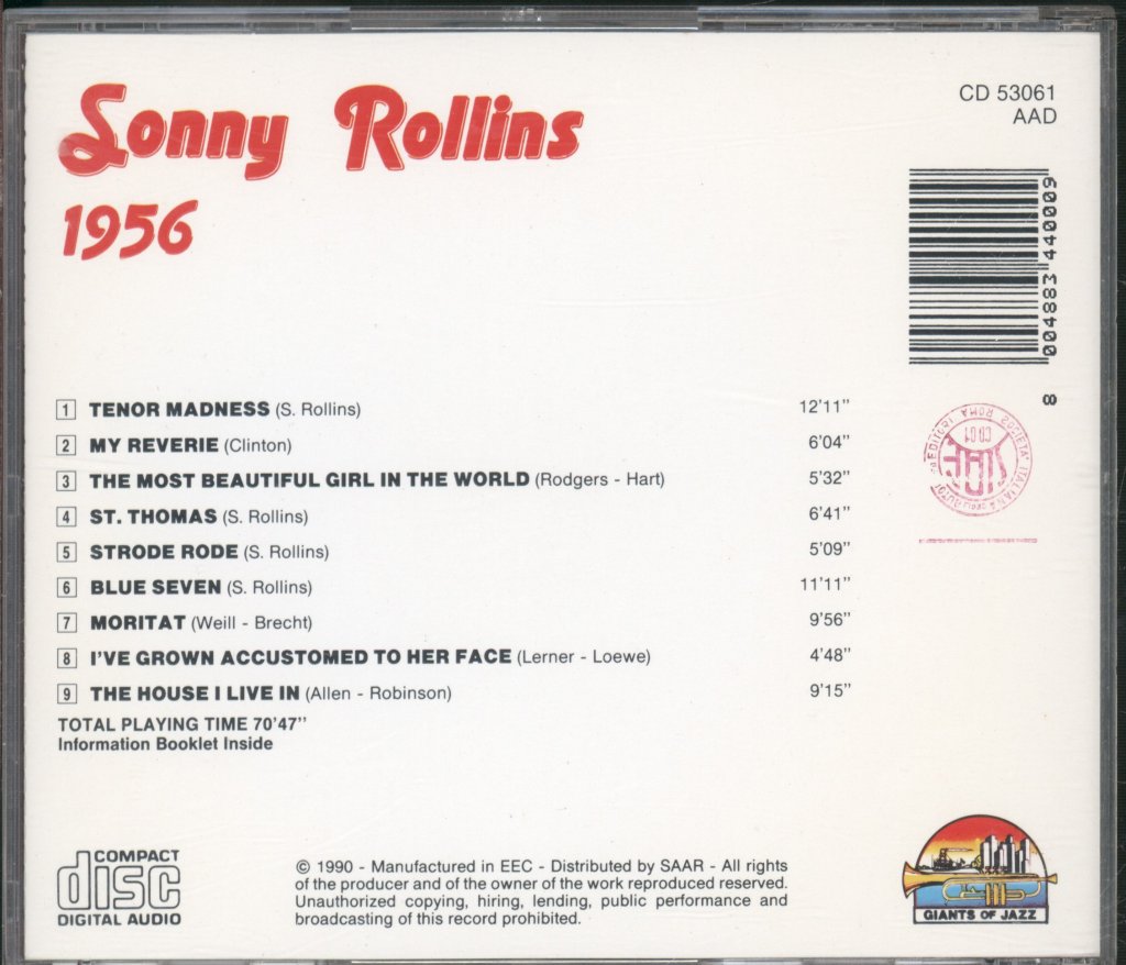 Sonny Rollins - 1956 Tenor Madness - Cd