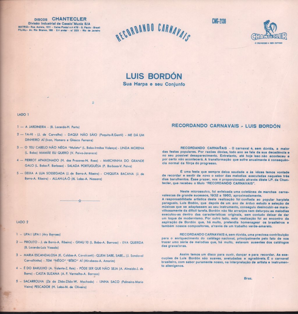 Luis Bordon - Recordando Carnavais - Lp