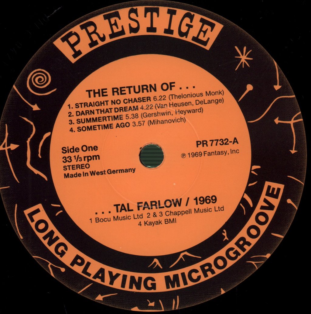 Tal Farlow - Return Of Tal Farlow / 1969 - Lp