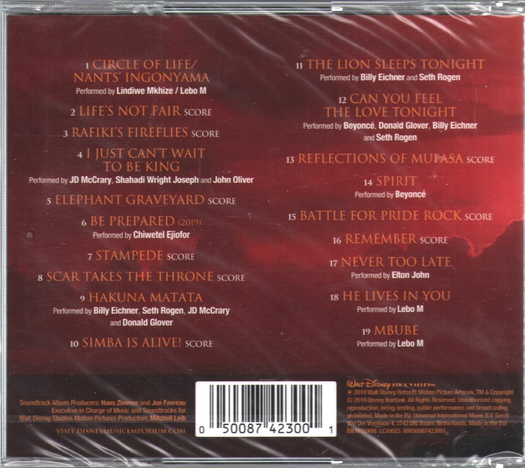 Lion King - Original Motion Picture Soundtrack - Cd