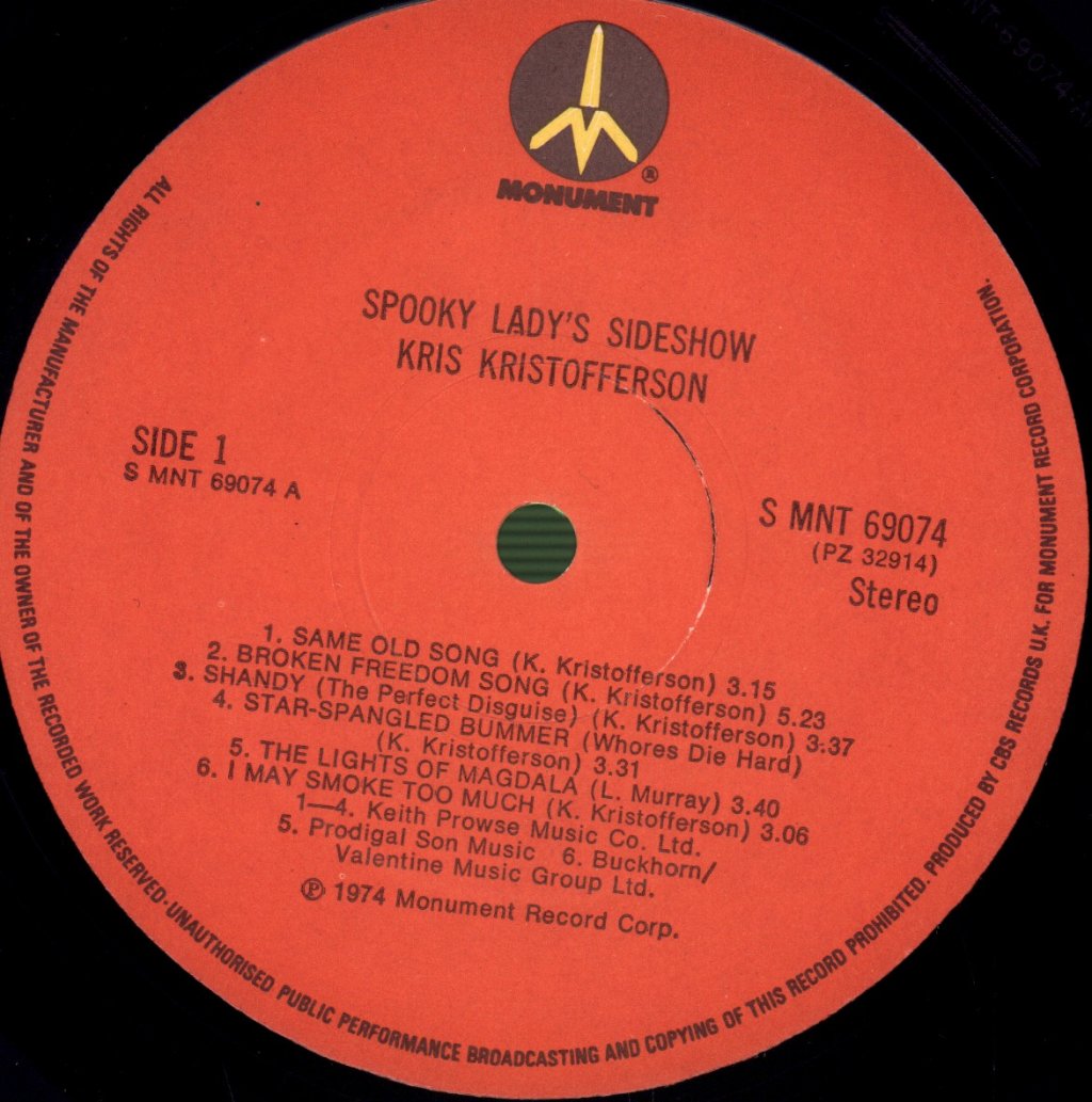 Kris Kristofferson - Spooky Lady's Sideshow - Lp