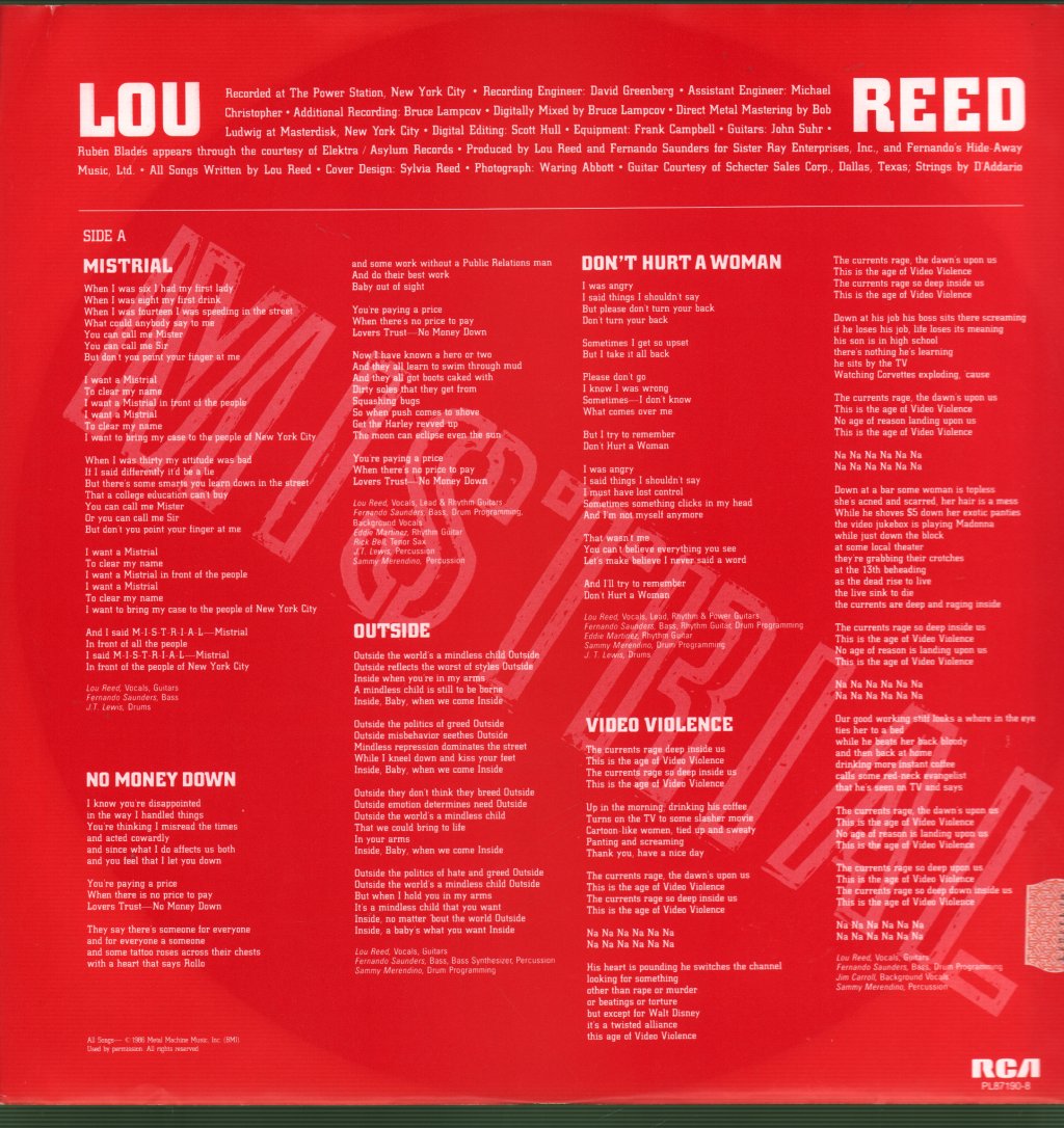 Lou Reed - Mistrial - Lp
