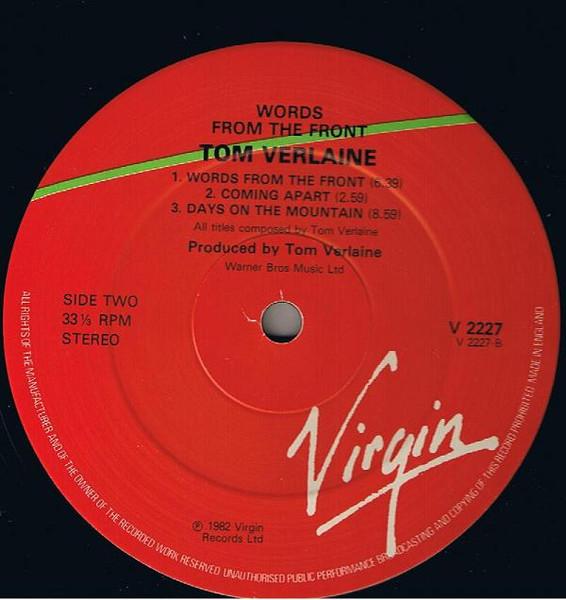 Tom Verlaine - Words From The Front - Lp