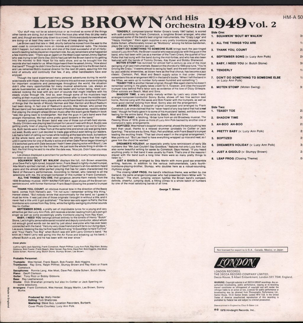 Les Brown And His Orchestra - Les Brown And His Orchestra 1949 Vol. 2 - Lp