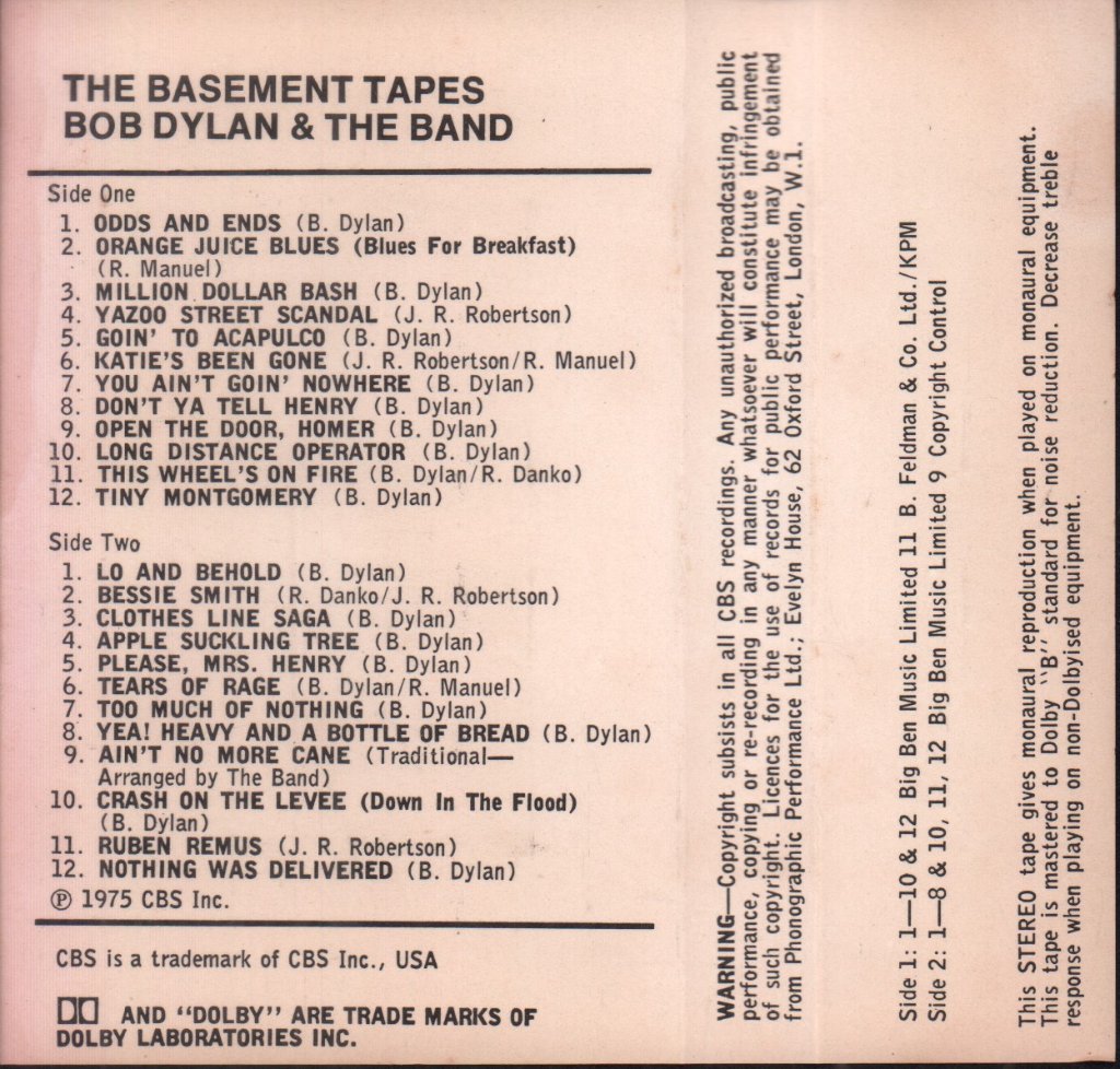 Bob Dylan - Basement Tapes - Cassette