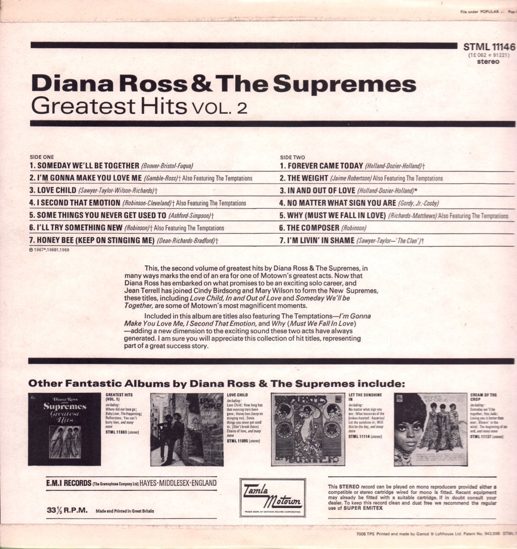 Diana Ross And The Supremes - Greatest Hits Vol 2 - Lp