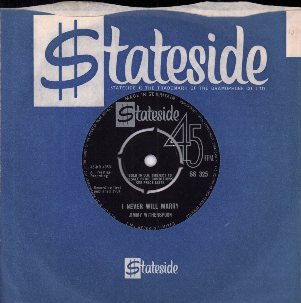 Jimmy Witherspoon - I Never Will Marry - 7 Inch
