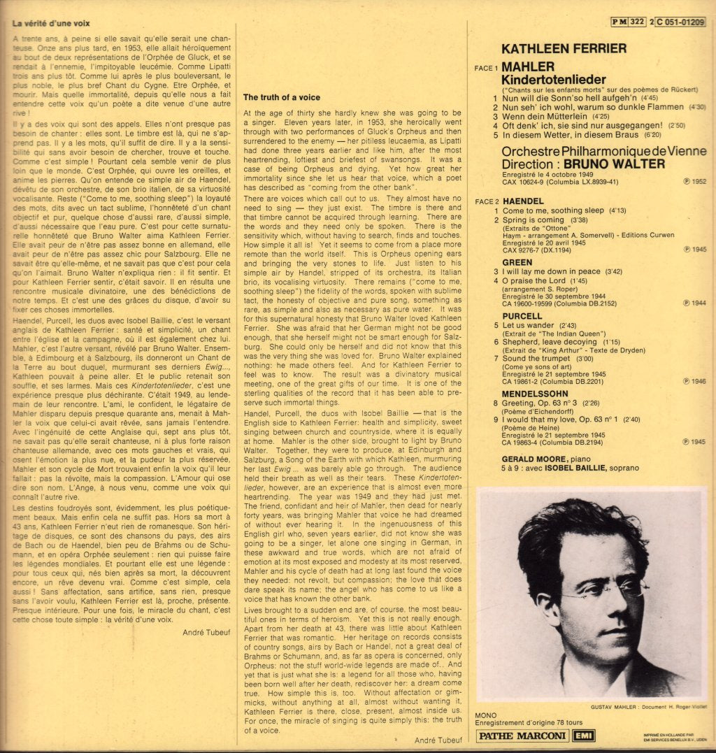 Kathleen Ferrier - mahler Kindertotenlieder - Lp