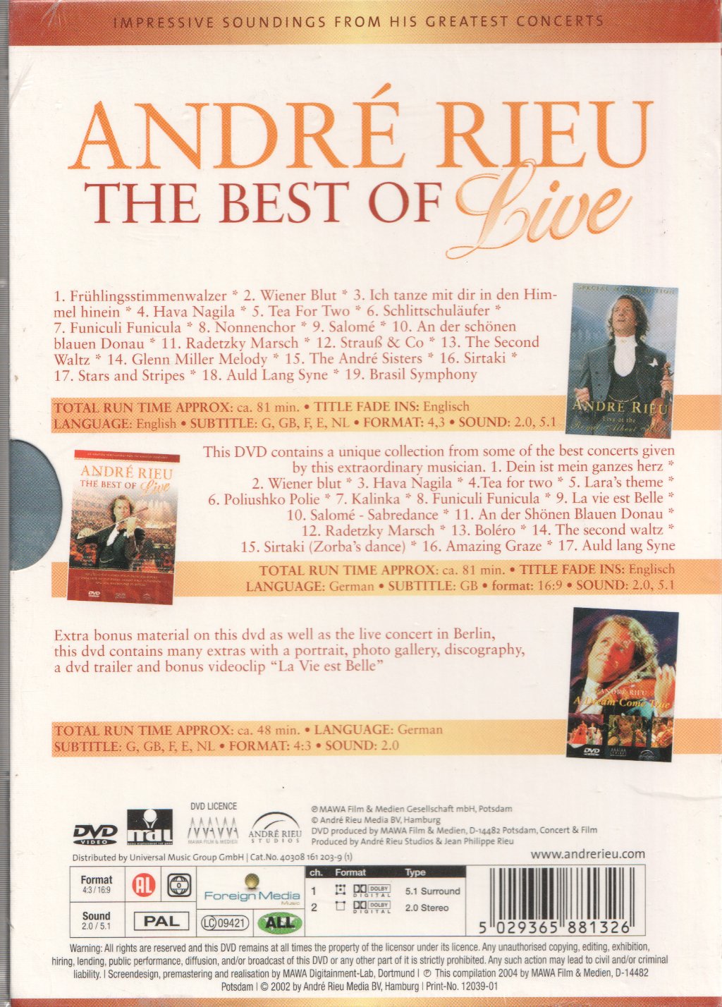 André Rieu - Best Of Live - Dvd Set