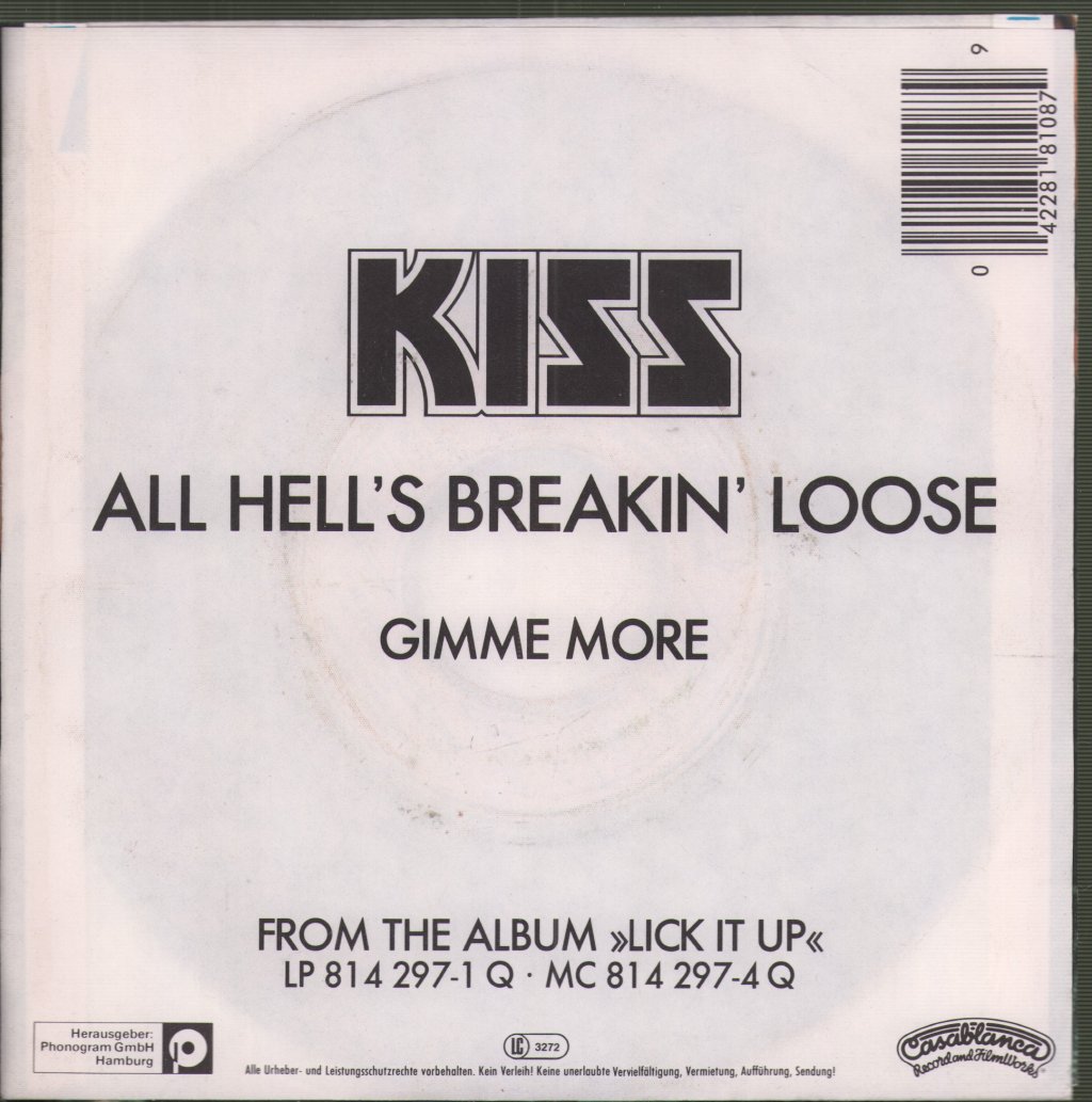 Kiss - All Hell's Breakin' Loose - 7 Inch