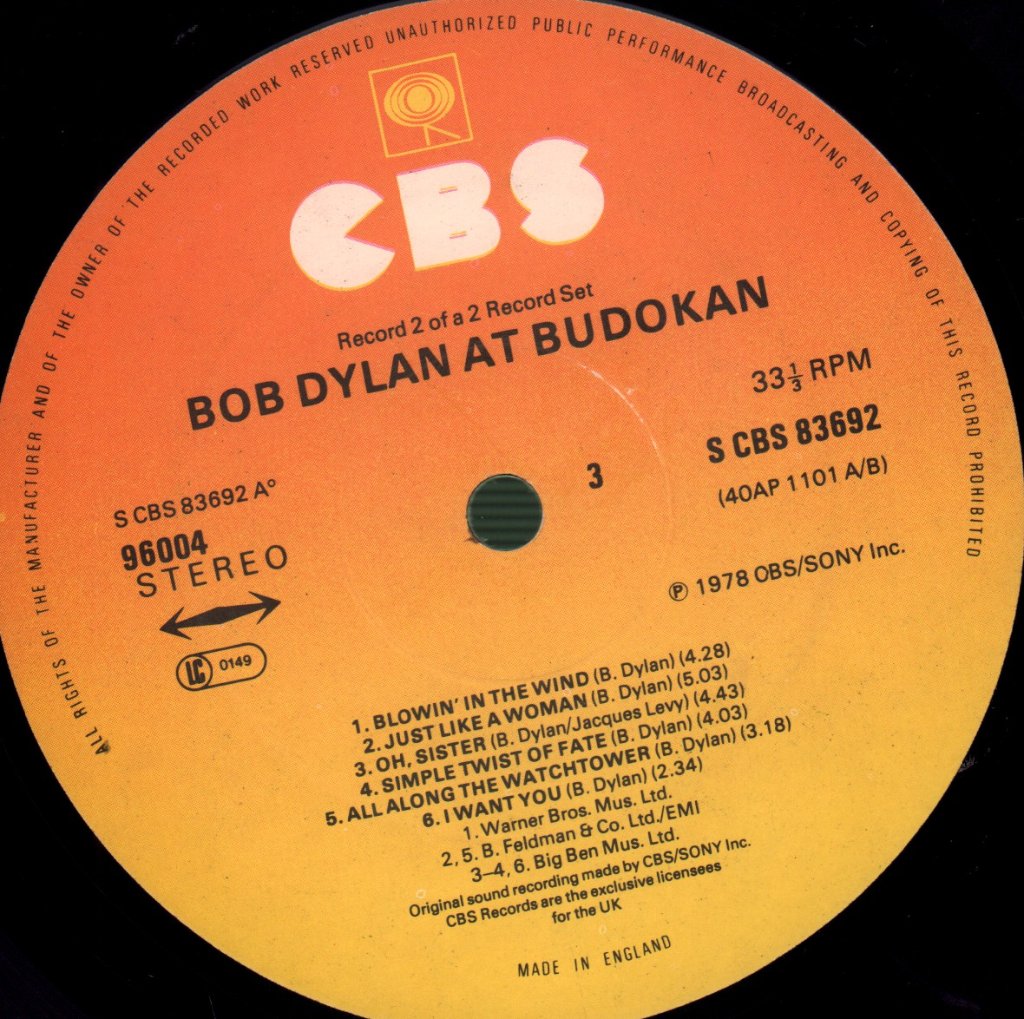 Bob Dylan - At Budokan - Double Lp