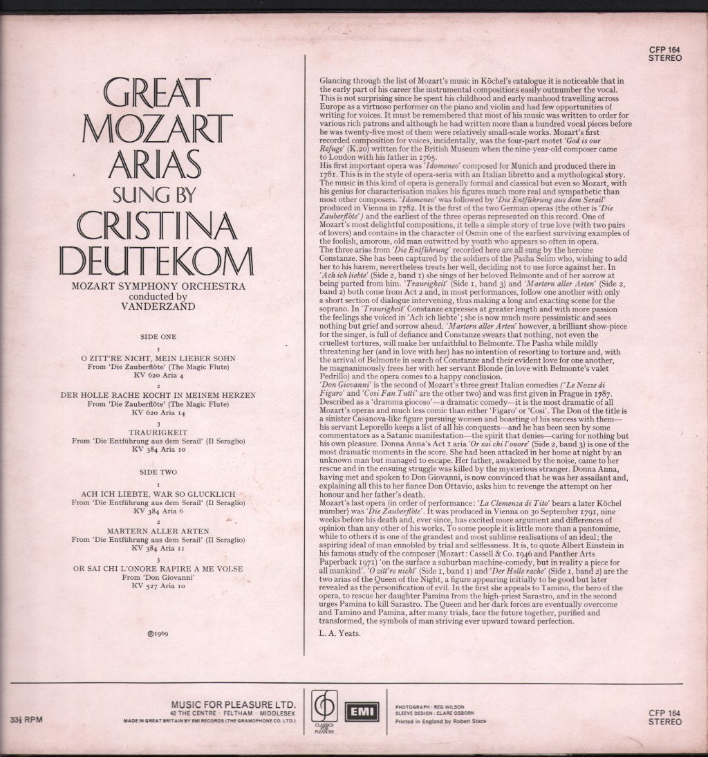 Cristina Deutekom - Great Mozart Arias - Lp