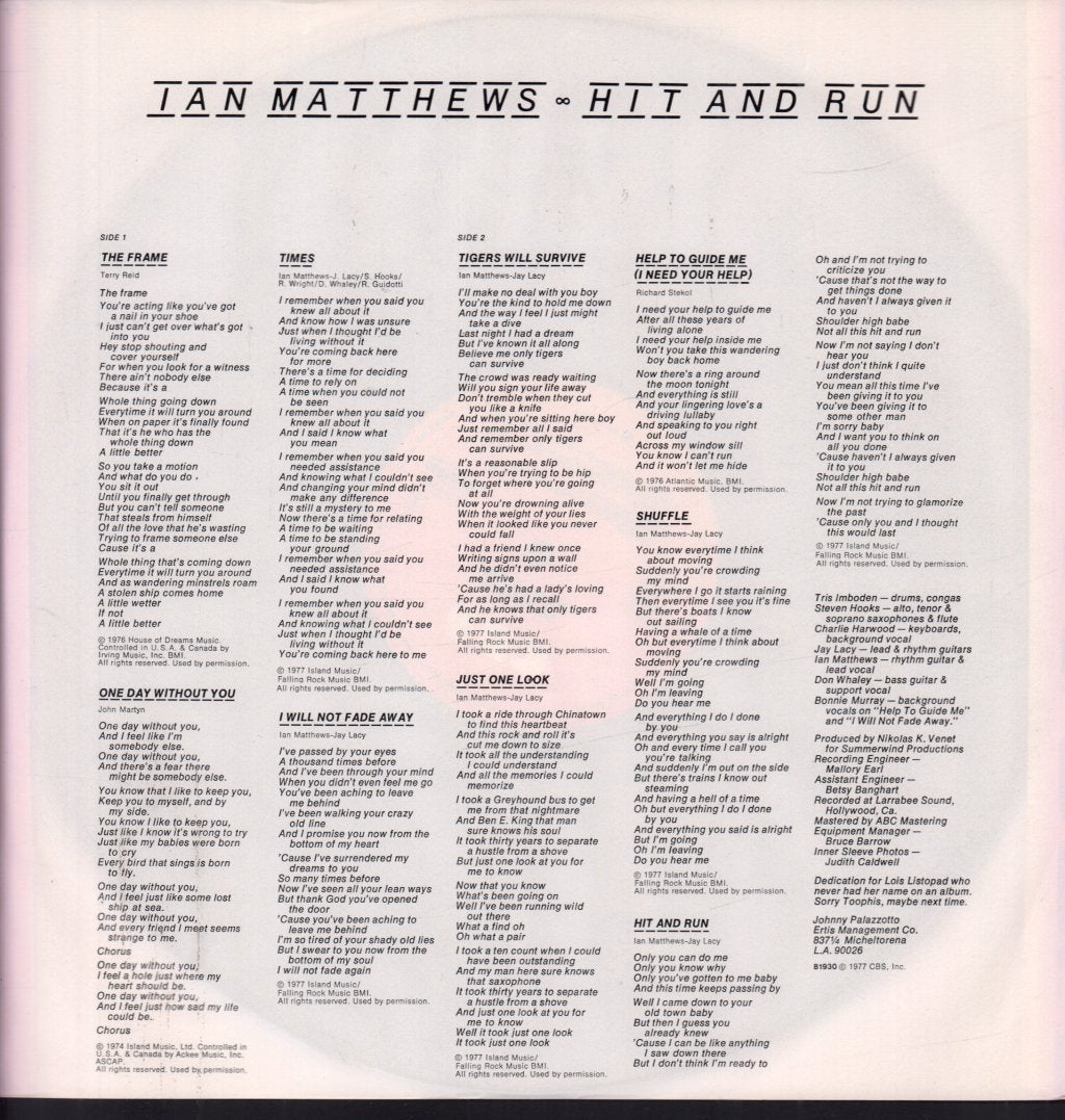 Ian Matthews - Hit And Run - Lp
