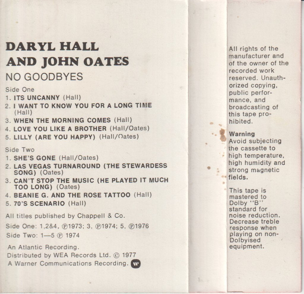 Daryl Hall & John Oates - No Goodbyes - Cassette