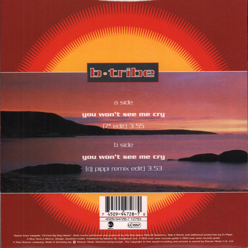 B Tribe - You Won't See Me Cry - 7 Inch