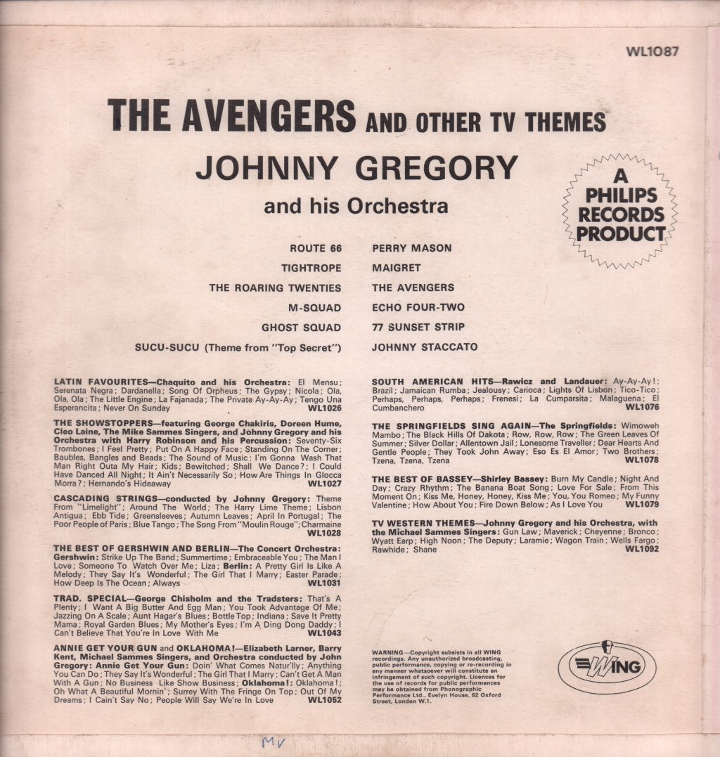 Johnny Gregory - Avengers And Other Tv Themes - Lp