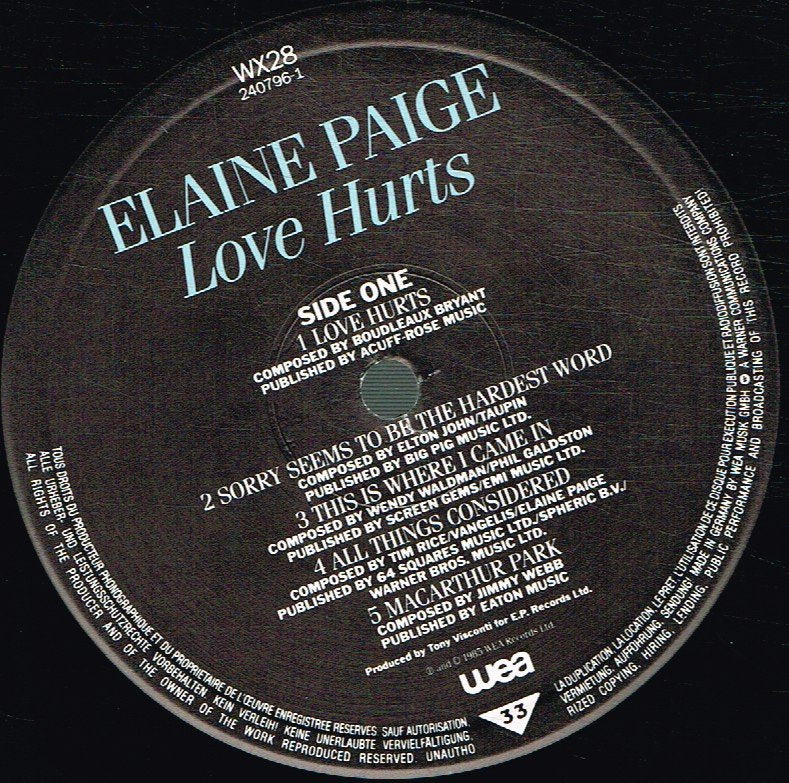 Elaine Paige - Love Hurts - Lp