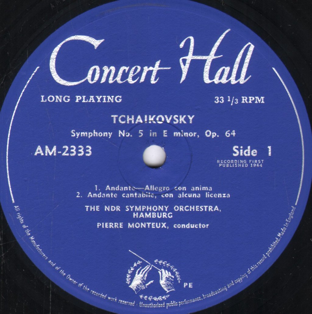 Pierre Monteux / N.D.R. Symphony Orchestra, Hamburg - Tchaikovsky - Symphony No. 5 - Lp