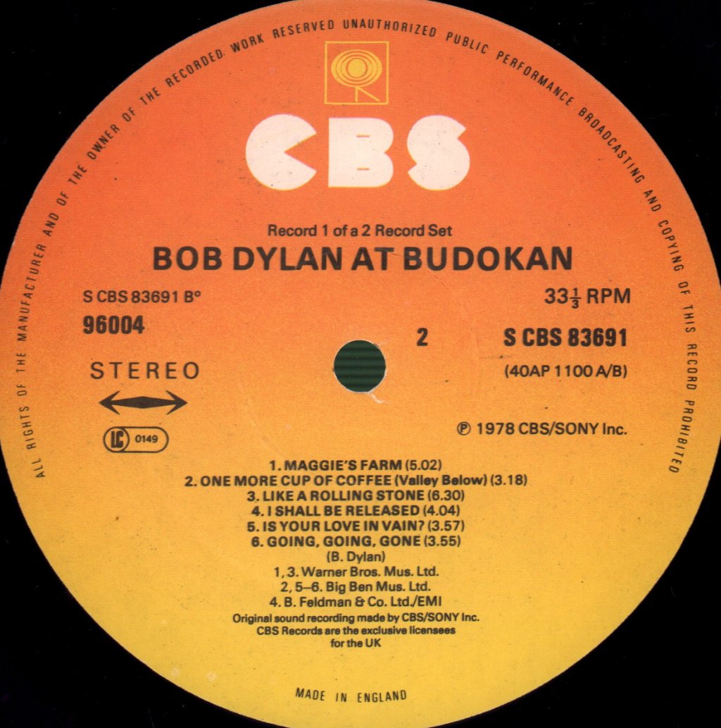 Bob Dylan - At Budokan - Double Lp