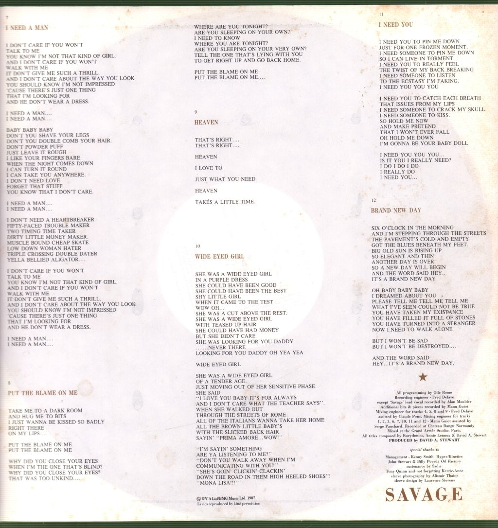Eurythmics - Savage - Lp