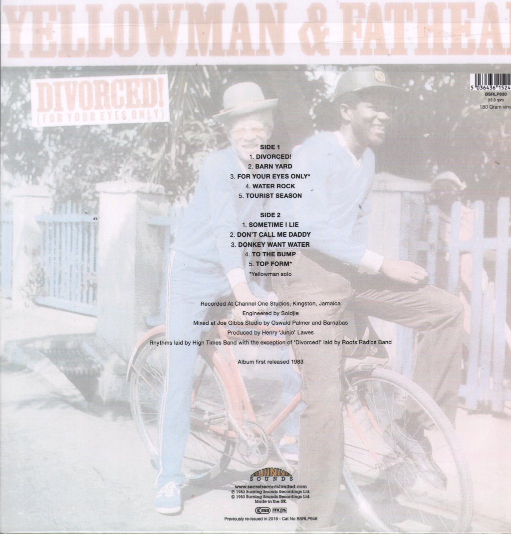 Yellowman & Fathead - Divorced! (For Your Eyes Only) - Lp