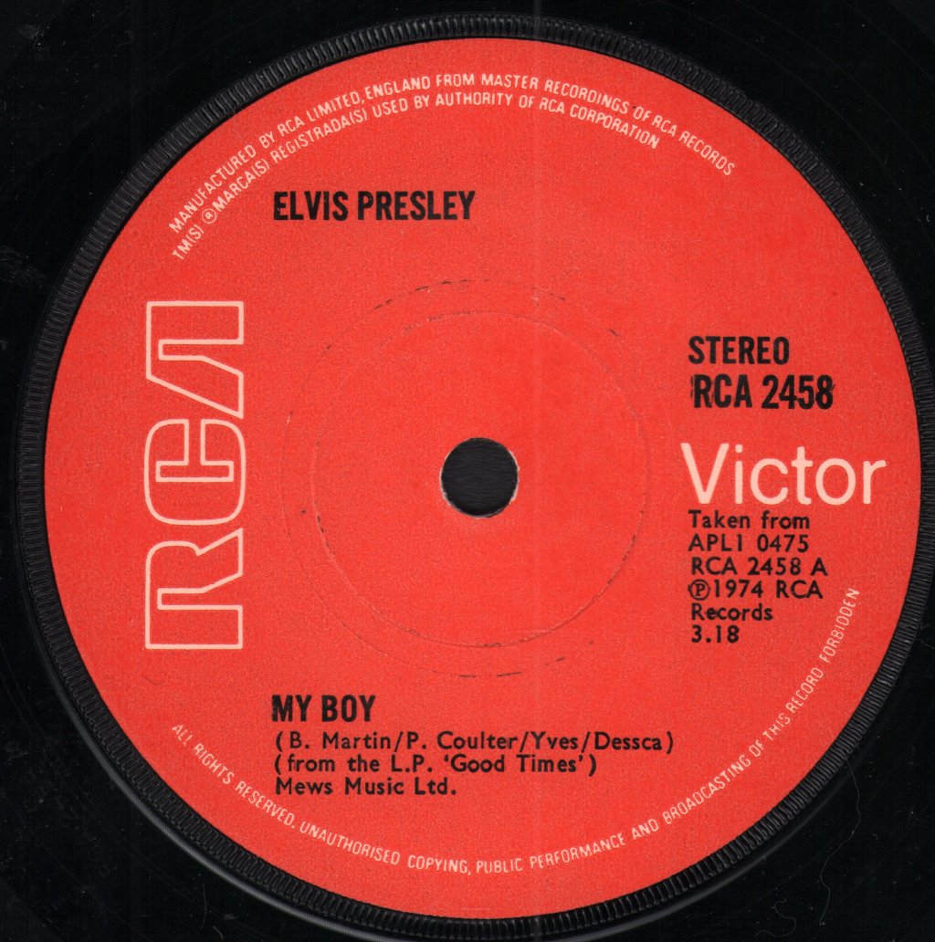 Elvis Presley - My Boy - 7 Inch