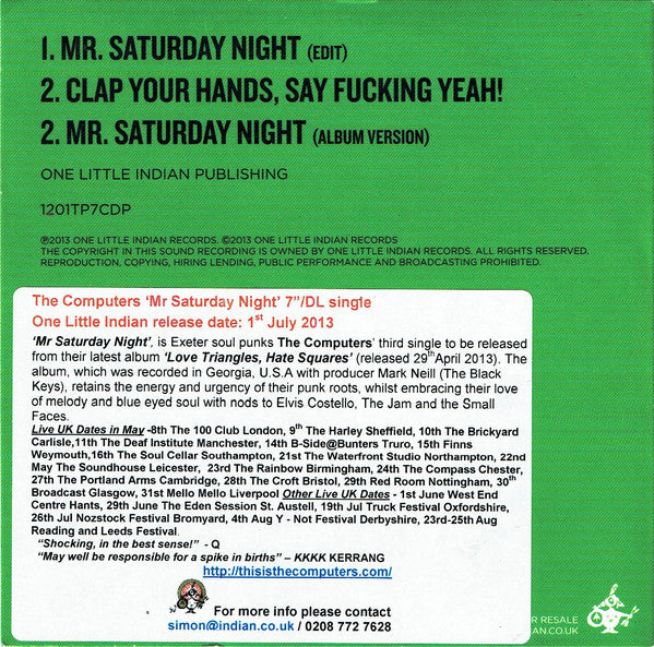 Computers - Mr. Saturday Night - Cd