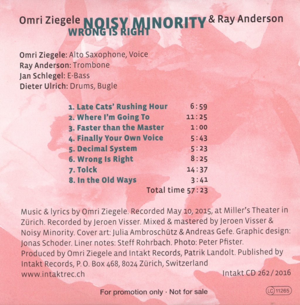 Omri Ziegele The Noisy Minority - Wrong Is Right - Cd
