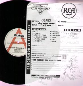 Glass (Female Pop Group) - Stop In The Name Of Love - 12 Inch