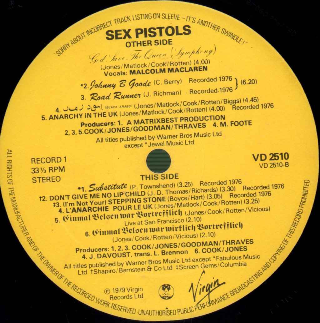 Sex Pistols - Great Rock 'N' Roll Swindle - Double Lp